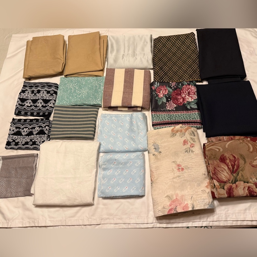 Fabric Remnants And Scraps Lot of 18
